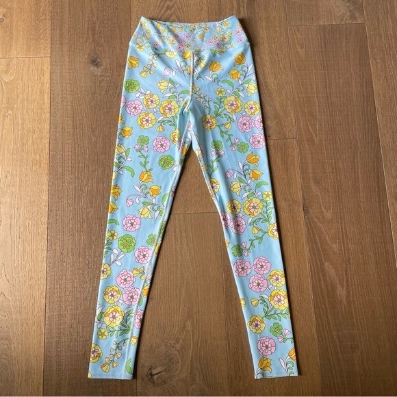 Jessie Zhao High Waist Yoga Women's Leggings In Blue Garden (Size M) - Picture 5 of 15